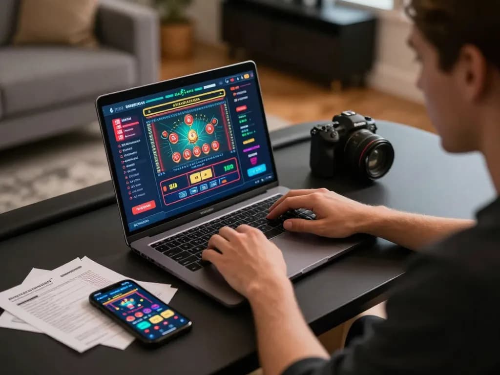 Engaging online casino gaming experience at xoso66com with users betting on laptop and smartphone