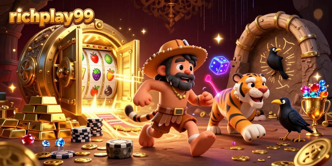 Activate richplay99 slots for thrilling wins in a vibrant prehistoric casino setting.