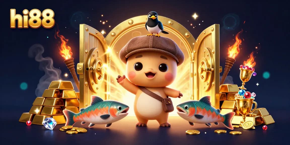 Experience thrilling moments at hi88, featuring a playful Nessie and treasures of the casino world.