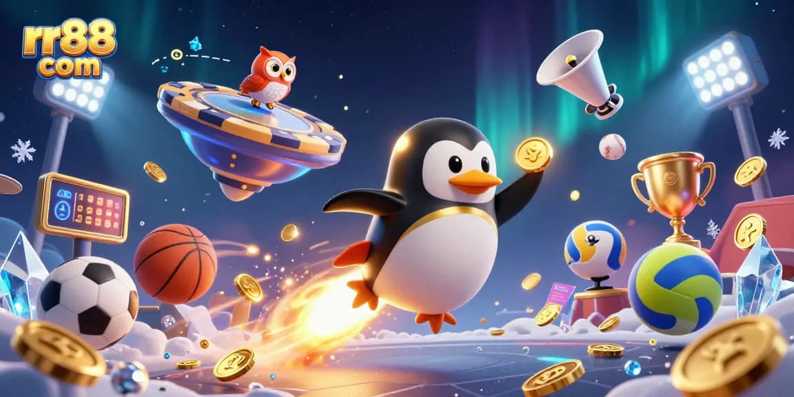 Engage in thrilling bets at rr88 com with a golden penguin and sports dynamism.