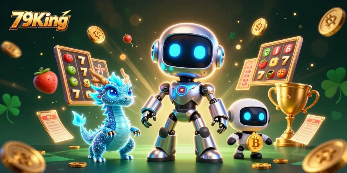 Experience excitement with 79King's vibrant and engaging 3D casino illustration featuring dynamic gaming elements.