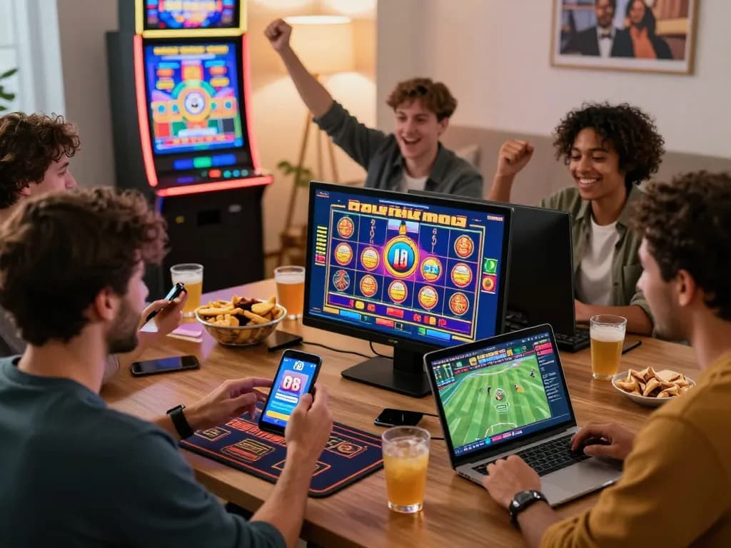 Joyful players enjoying dynamic online games on trang chủ o8, celebrating wins and engaging in betting.