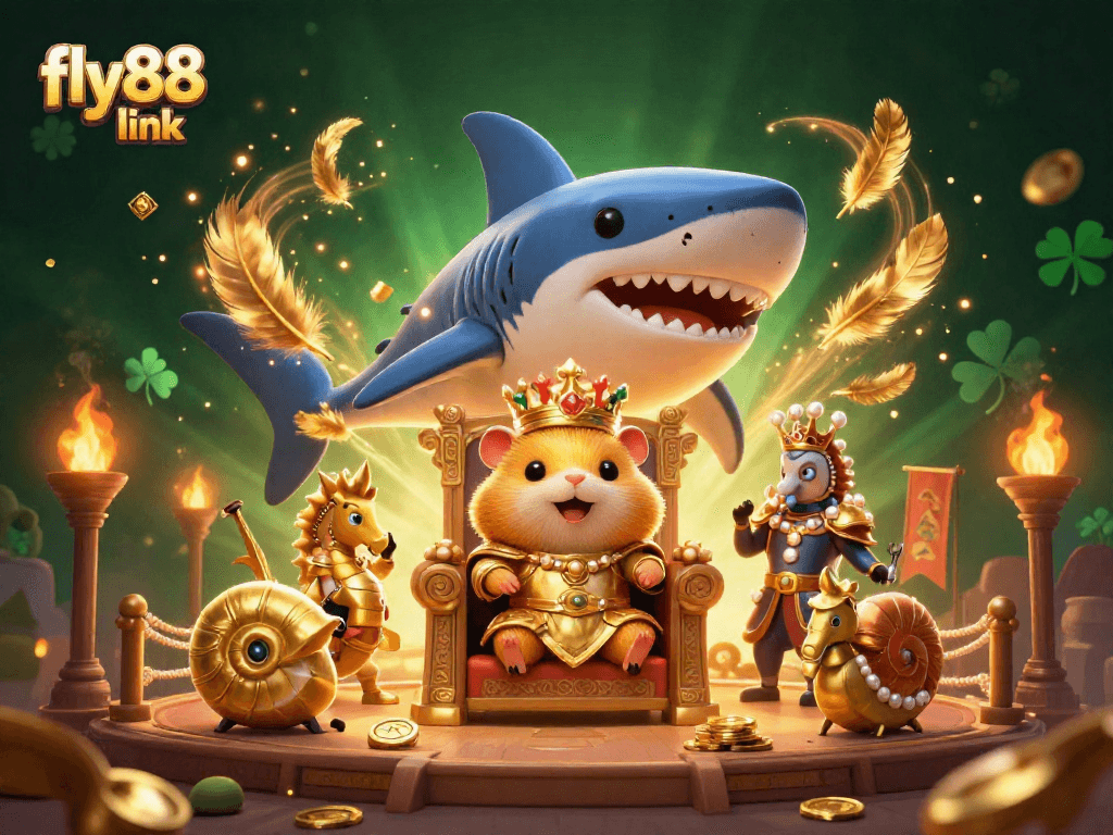 Experience the thrill of the fly88 link in this vibrant gambling-themed 3D illustration.