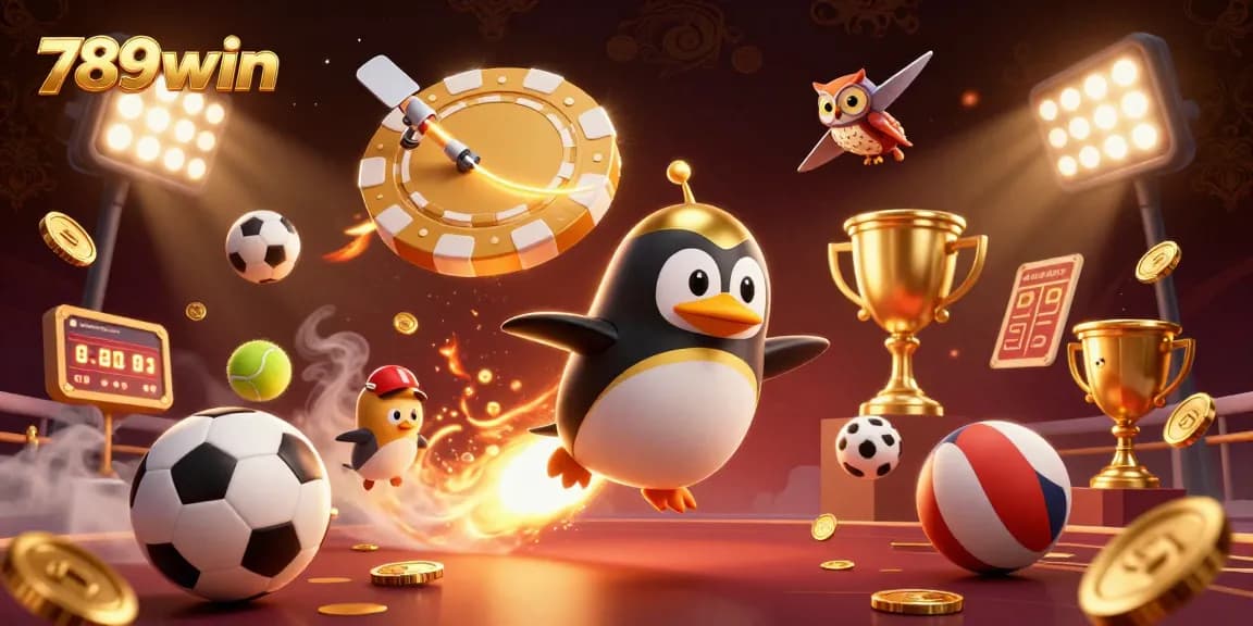 Experience excitement with 789win as the golden penguin blasts toward a vibrant casino!