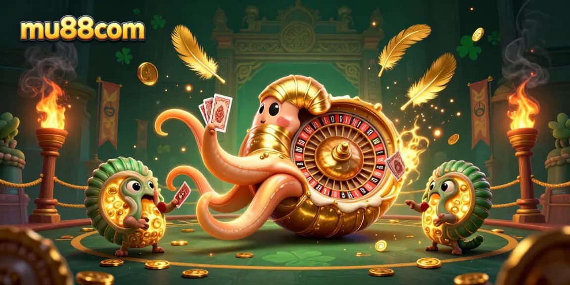 Experience thrilling gameplay at mu88com in an ultra-detailed 3D casino scene featuring a giant nautilus roulette.