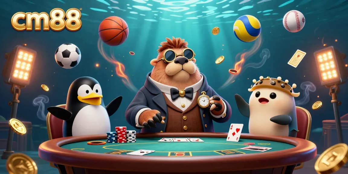 Enjoy thrilling poker action with cm88 at this undersea casino featuring its unique players.