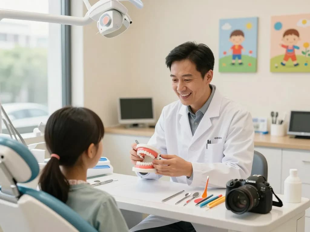 Engaging dental consultation at https://kaizendental.com.my/ with a friendly dentist and patient in a welcoming clinic.
