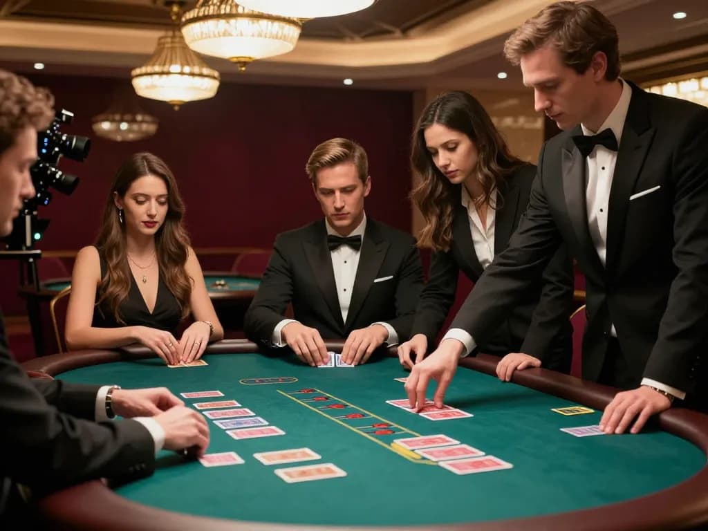 GG88 baccarat action at an upscale casino with players intensely focused on high-stakes game