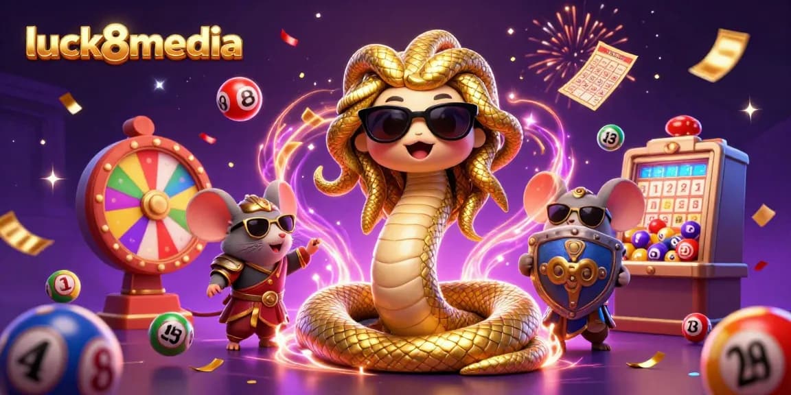 Experience the excitement of luck8media with dynamic bingo and lottery elements in a vibrant casino scene.