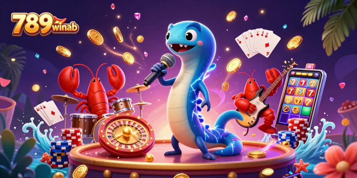 Experience the thrill of 789winab with an electrifying underwater casino scene featuring vibrant characters and games.