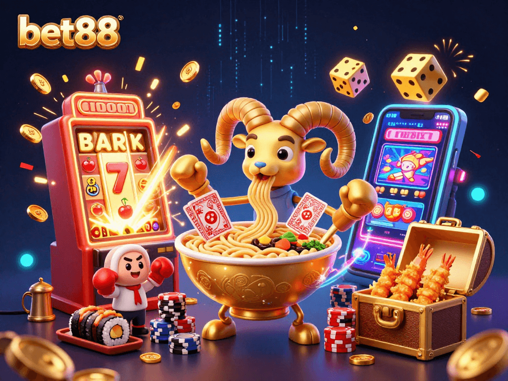 Experience thrilling wins with bet88 at the dynamic casino scene filled with vibrant characters and games.