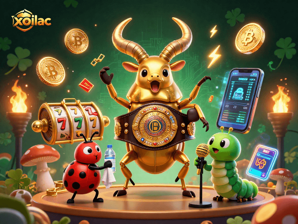 Place your bets on the xoilac slots and jackpot with vibrant casino-themed characters and elements.