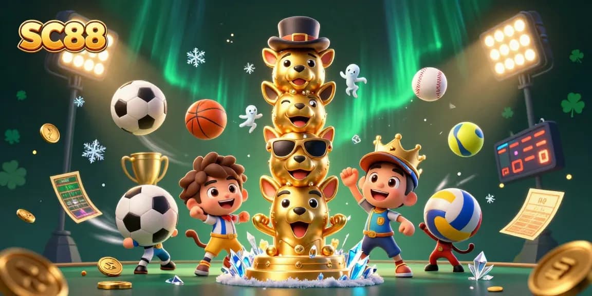 Experience the excitement of SC88 with vibrant 3D casino elements and dynamic sports action.