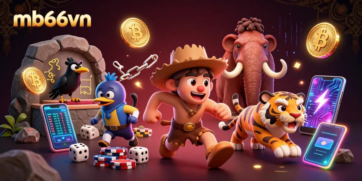 Experience thrilling gameplay at mb66vn with prehistoric casino characters and cryptocurrency elements.