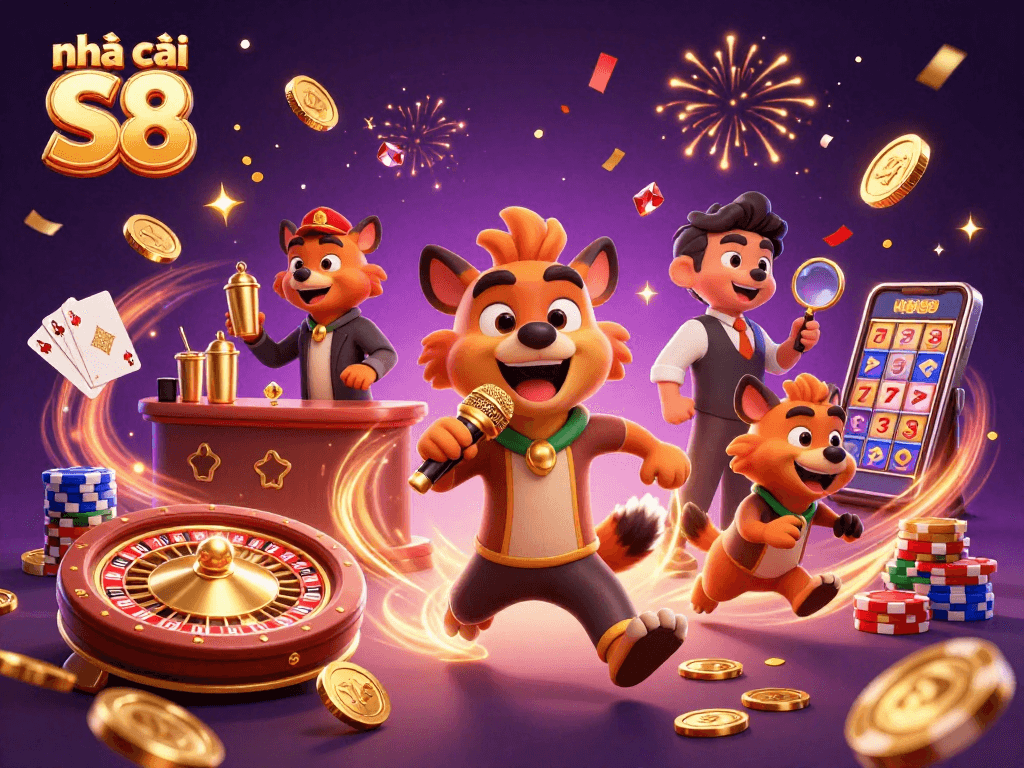 Join the fun at nhà cái S8 with vibrant characters and thrilling casino games in 3D!