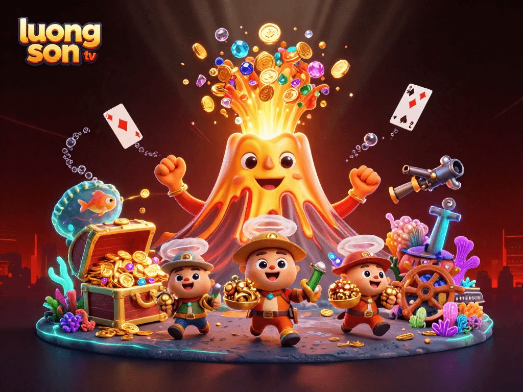 Experience thrilling wins with luong son tv, showcasing a dynamic underwater treasure hunt bursting with gold and gems.
