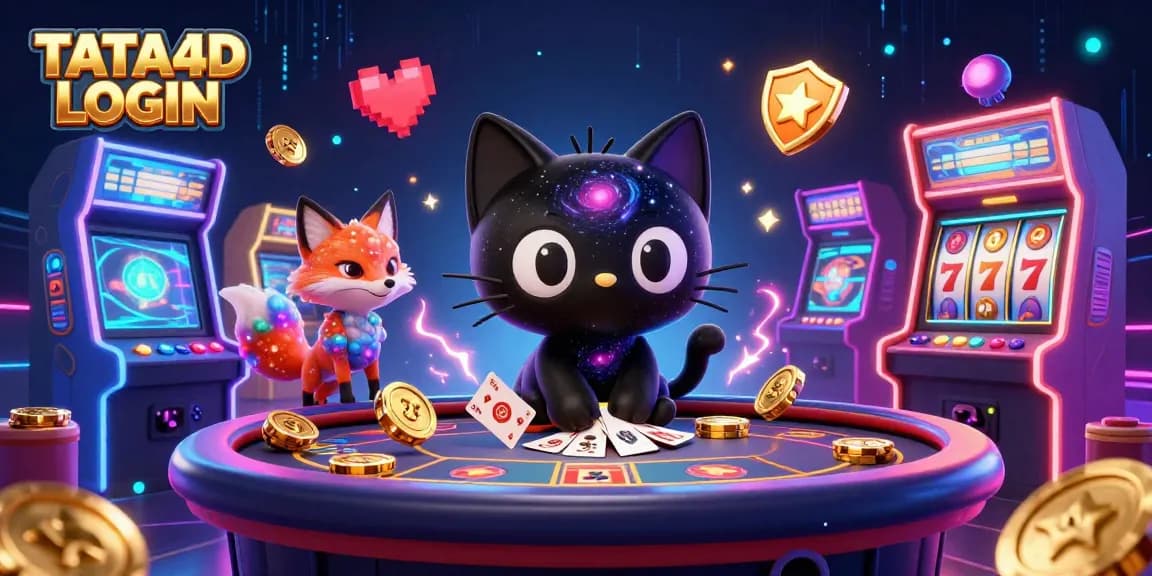 TATA4D LOGIN brings together a cosmic casino scene with playful characters engaging in thrilling gambling adventures.