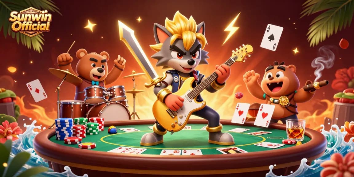 Play exciting games at Sunwin Official Casino with vibrant poker action and characters.