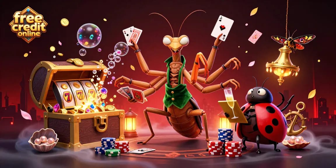 Experience the thrill of free credit online gaming with vibrant casino characters and dynamic gameplay elements.