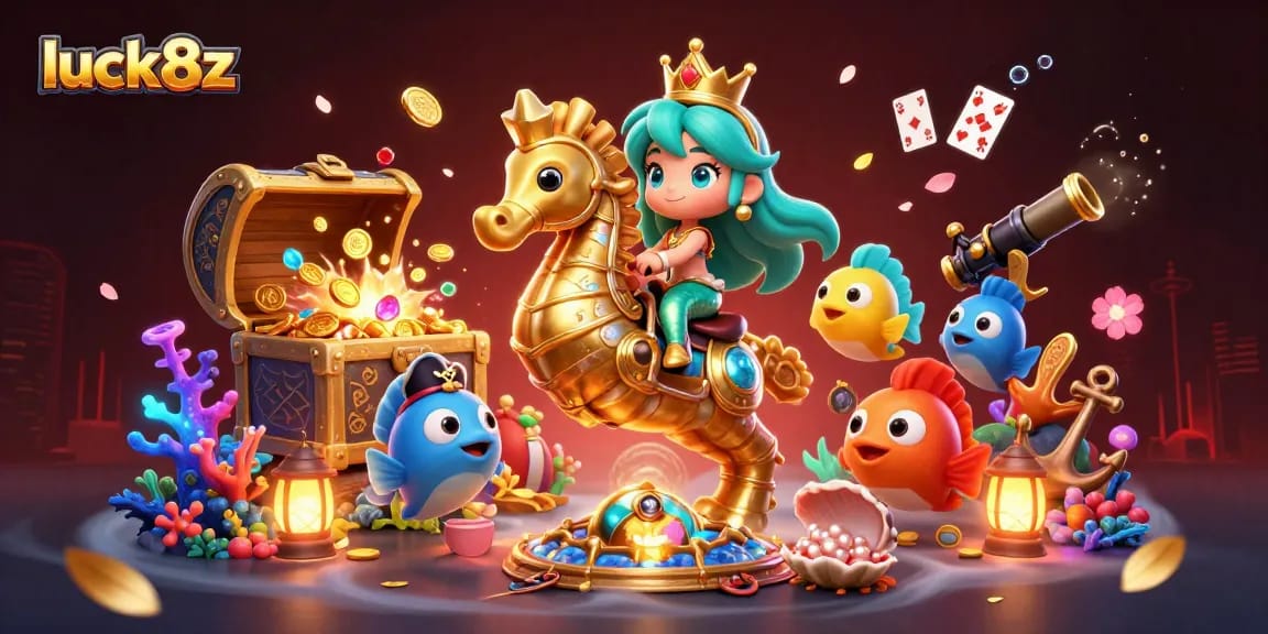 Experience thrilling wins at luck8z with this vibrant underwater casino scene featuring a mermaid and her treasure.