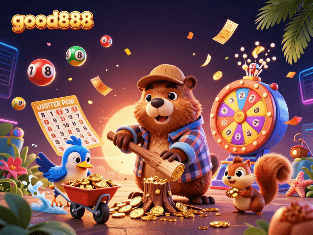 Experience the thrill of good888 with golden coins raining down and colorful lottery balls bouncing around!