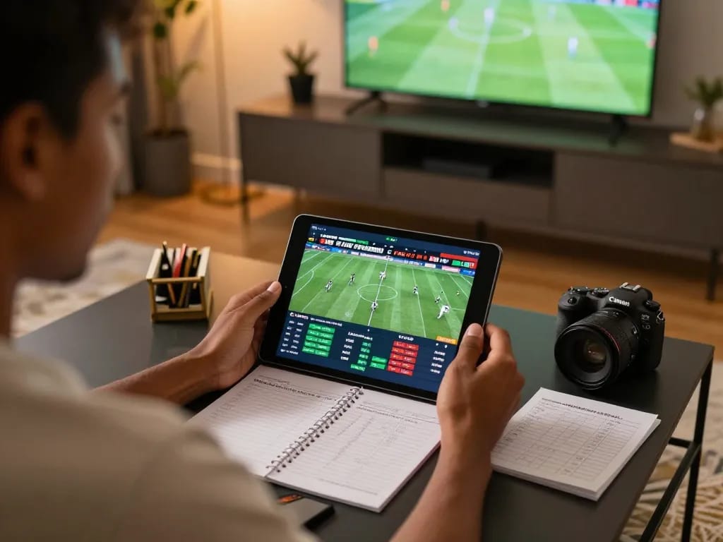 Betting strategies for kèo nhà cái showcased with a person engaged in live sports betting.
