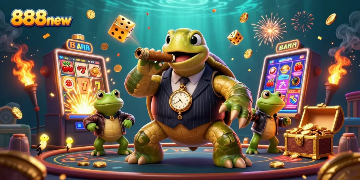 Spin to win at 888new with a dynamic casino scene featuring vibrant characters and golden jackpots.