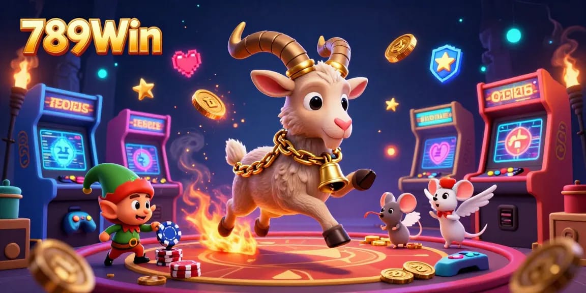 Join the festive excitement at 789Win’s unique casino scene filled with playful characters and vibrant games!