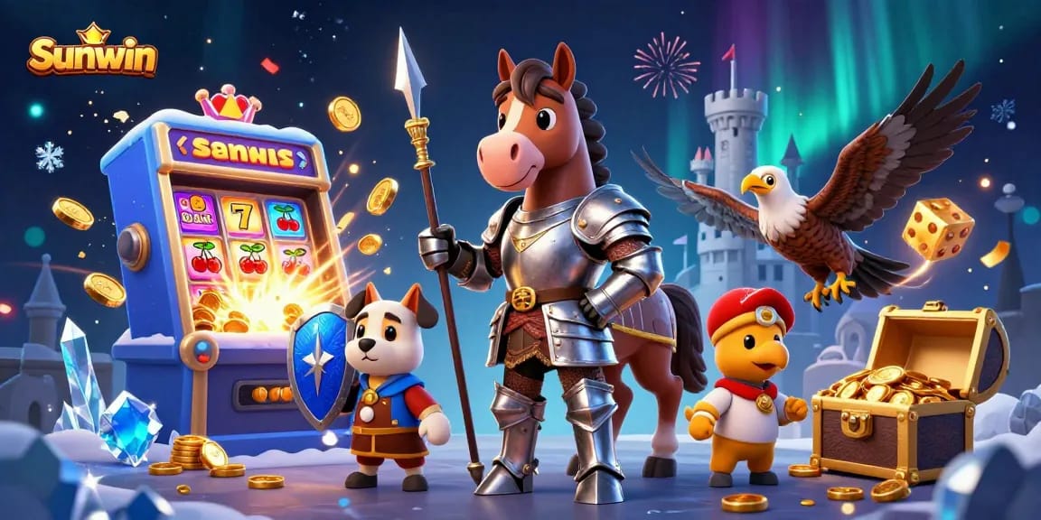 Experience thrilling jackpots with Sunwin's vibrant casino scene filled with colorful game elements.