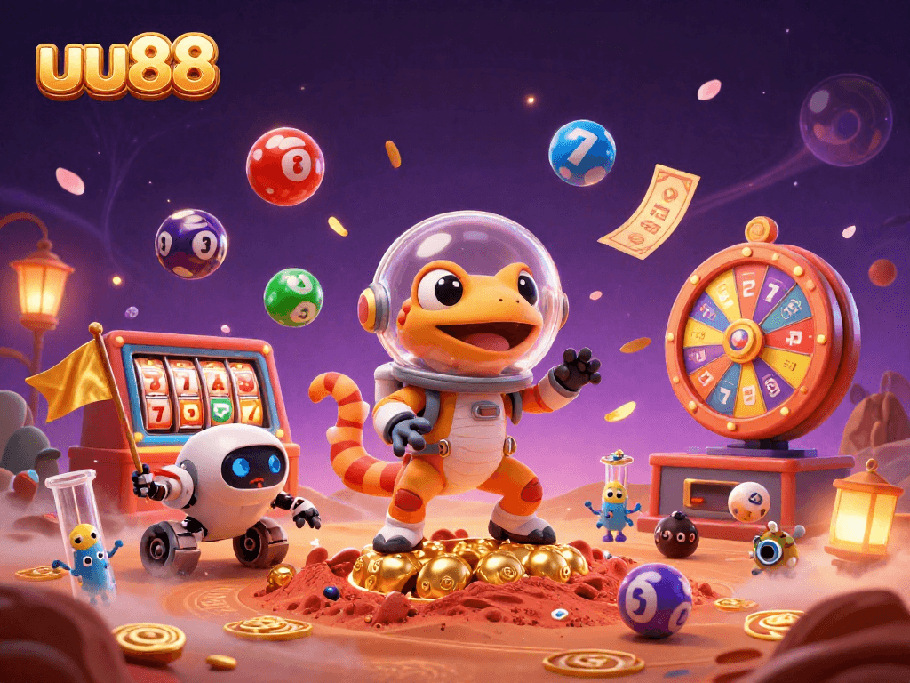 Experience the excitement of uu88 in a vibrant Martian casino adventure with lottery and gaming elements.