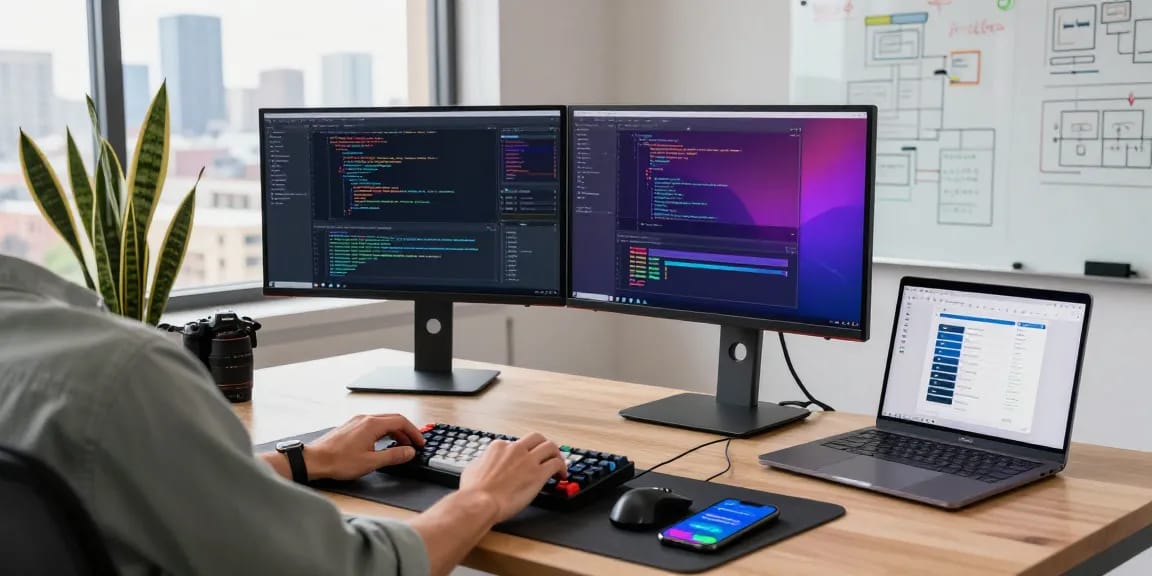 Experience the future of communication with Telegram Download in a modern software development workspace.