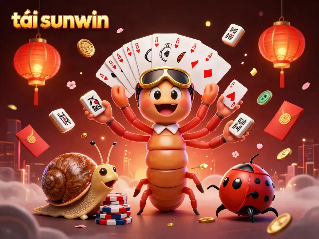 Experience the excitement of tải sunwin with a vibrant scene featuring a millipede dealer and high-roller snail.