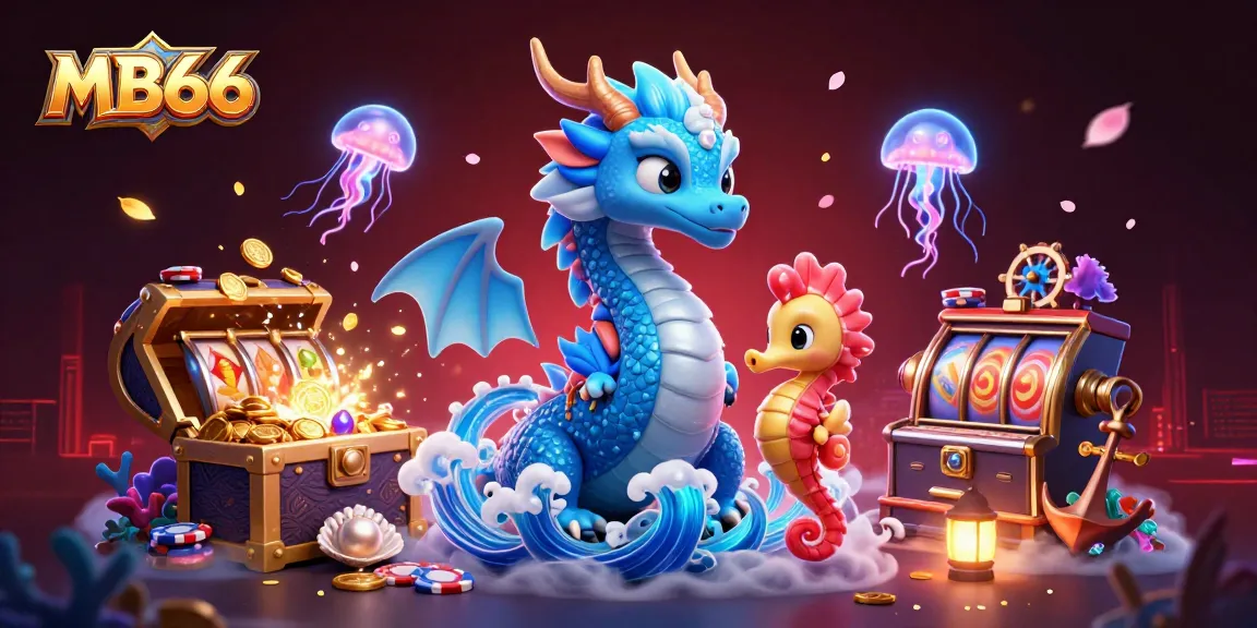 Engage with the thrilling world of MB66 featuring a dragon and underwater casino elements, perfect for gaming enthusiasts.