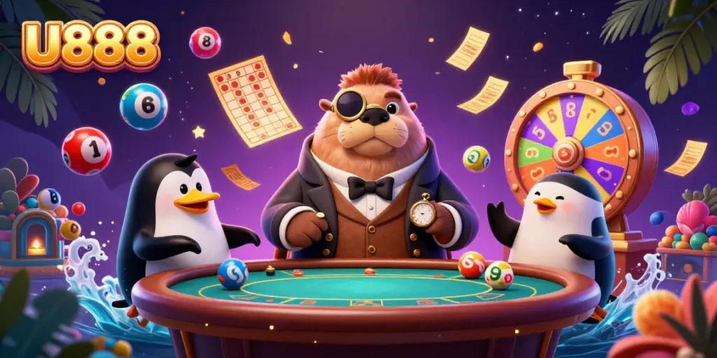 U888 offers vibrant casino fun with underwater poker and colorful lottery elements.