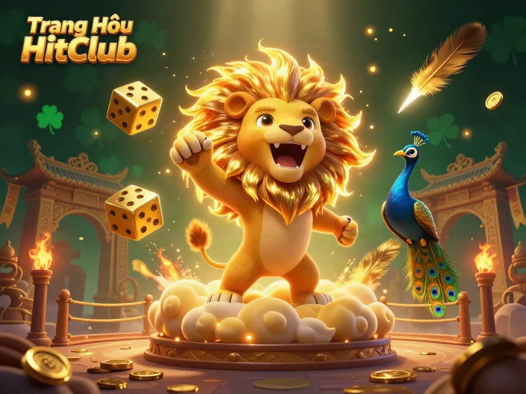 Experience the vibrant energy of Trang Chủ HitClub with iconic casino characters, golden coins, and exciting game elements.