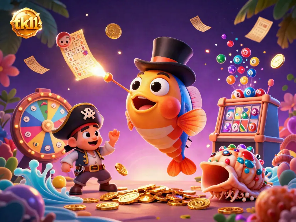 Play tk11 with a thrilling scene featuring vibrant characters and dynamic elements in a colorful casino setting.