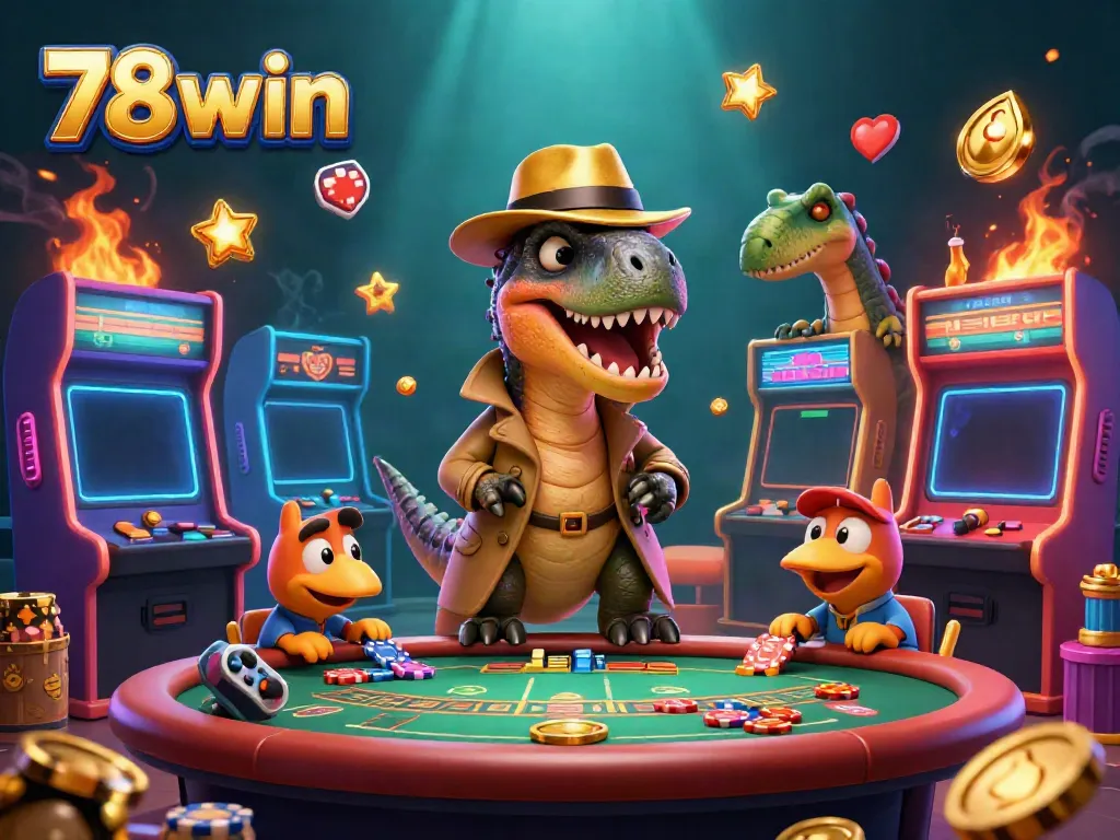 Experience thrilling casino action with 78win's adventure-themed gaming scene featuring a velociraptor in disguise.