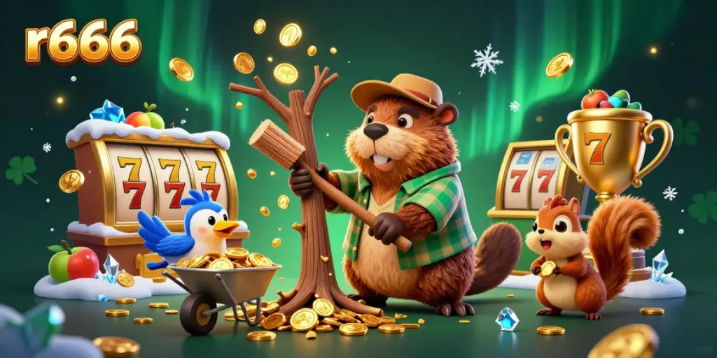 Join the thrilling world of r666 casino with vibrant characters and golden rewards animation.