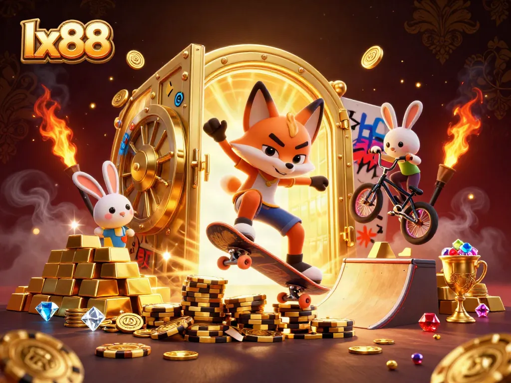 Experience thrilling gameplay at lx88 with vibrant casino-themed characters in an engaging 3D scene.