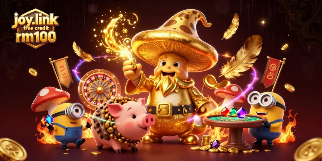 Spin to win with joy.link free credit rm100 at a vibrant live casino scene.