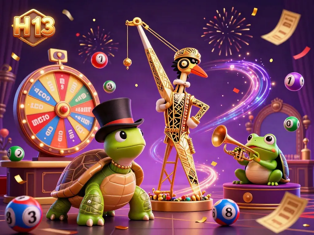Engage in thrilling gameplay at H 13 with colorful lottery balls and festive elements.